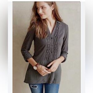 Anthropologie Meadow Rue Pin-tuck Blouse